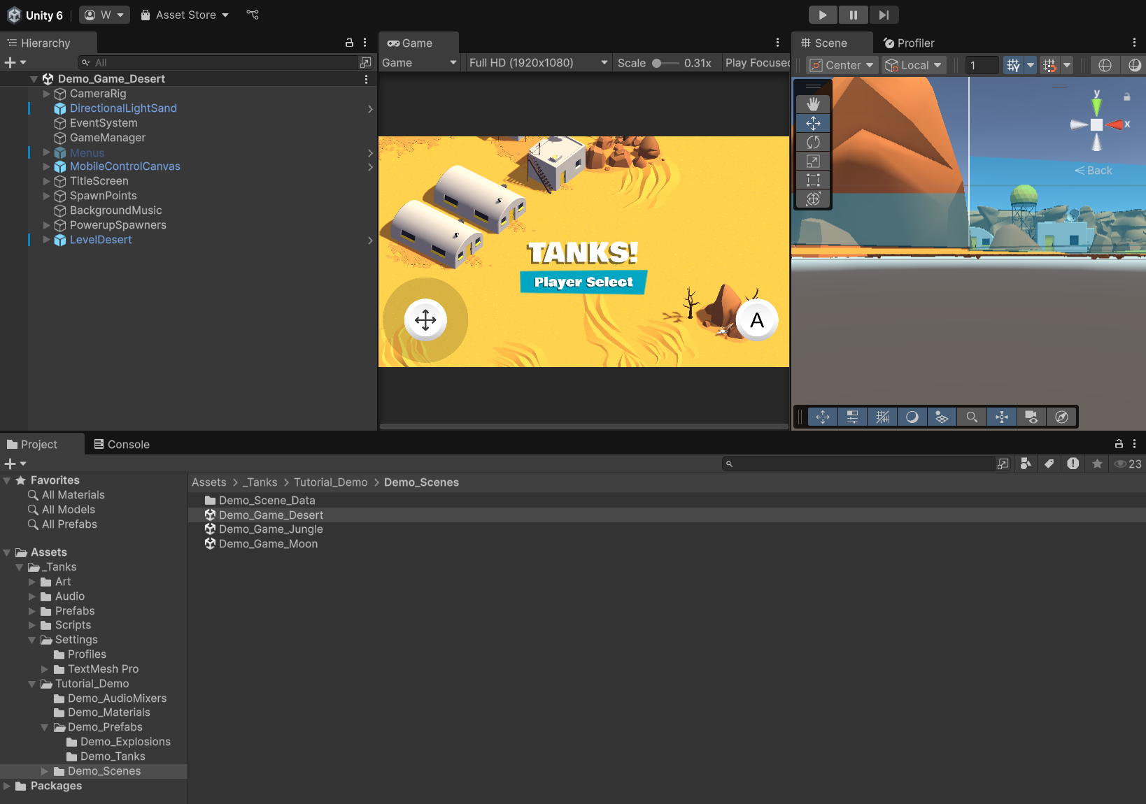 Unity Tank Demo Scene