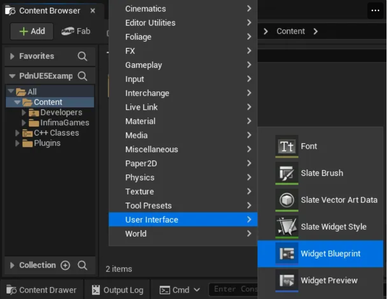 Widget Blueprint Creation