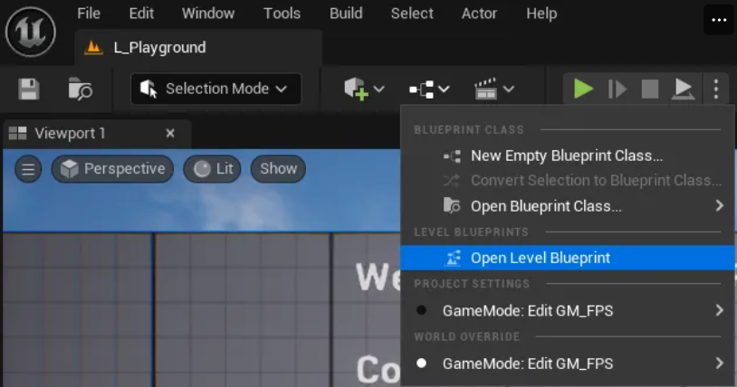 Opening Level Blueprint Editor